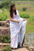 Light Gray Pure Georgette Saree with Briar Rose Embroidery