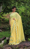 Pastel Yellow Pure Georgette Buttercup Ribbon-work Saree