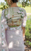 Swan Pure Silk-Chiffon Ribbon Embroidered Saree with Ribbon Embroidered Raw-Silk Blouse