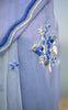 Forget-Me-Not Blue Pure Silk Chiffon and Net Embroidered Saree