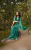 Sweet Pear Celadon Green Pure Satin Georgette Saree