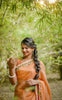 Tangerine Garden Silk Chiffon Ribbonwork Saree
