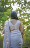 Winterland Grey Silk Chiffon Ribbonwork Roses Saree