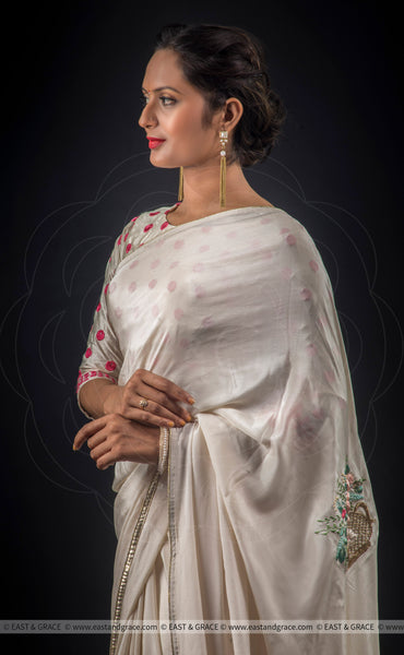 Asawari Pure Silk-Crepe Hand Embroidered Saree