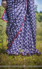 Shayantani Navy Blue Muslin-Cotton Hand-Painted Saree