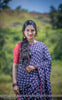 Shayantani Navy Blue Muslin-Cotton Hand-Painted Saree