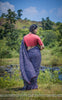 Shayantani Navy Blue Muslin-Cotton Hand-Painted Saree