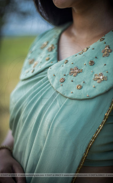 Hornet Pure Silk-Crepe Hand Embroidered Saree