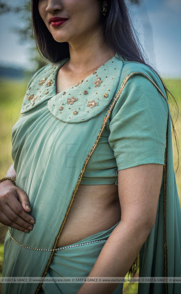 Hornet Pure Silk-Crepe Hand Embroidered Saree