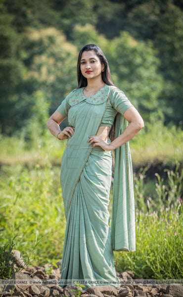 Hornet Pure Silk-Crepe Hand Embroidered Saree
