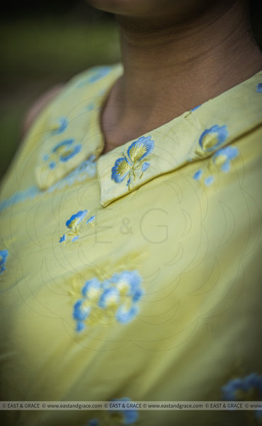 Sungold Pure Flat Silk-Chiffon Hand-Embroidered Saree