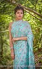 Mermaid's Dream Pure Silk-Chiffon Printed Saree with Raw-Silk Ribbon Embroidered Blouse