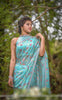 Mermaid's Dream Pure Silk-Chiffon Printed Saree with Raw-Silk Ribbon Embroidered Blouse