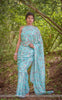 Mermaid's Dream Pure Silk-Chiffon Printed Saree with Raw-Silk Ribbon Embroidered Blouse