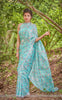 Mermaid's Dream Pure Silk-Chiffon Printed Saree with Raw-Silk Ribbon Embroidered Blouse