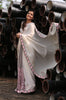 Gray Pure Silk-Georgette and Pure Silk-Chiffon Saree with Frangipani Floral Embroidery