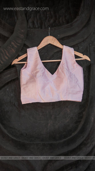 Winterland Baby Pink Raw-Silk Hand Embroidered Designer Blouse