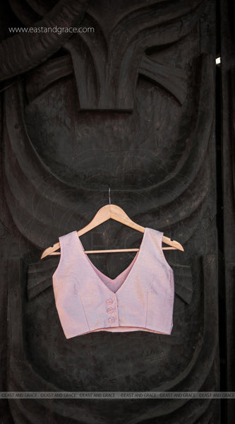 Winterland Baby Pink Raw-Silk Hand Embroidered Designer Blouse