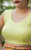 Lemon Yellow Pure Flat Chiffon Designer Blouse with Bow