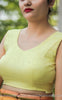 Lemon Yellow Pure Flat Chiffon Designer Blouse with Bow