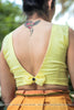 Lemon Yellow Pure Flat Chiffon Designer Blouse with Bow