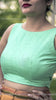 Green with Pink Rose Raw-Silk Embroidered Blouse