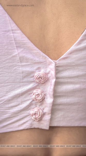 Winterland Baby Pink Raw-Silk Hand Embroidered Designer Blouse