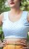 Moonlight Satin Silver Dot Embroidered Blouse