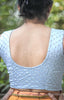 Moonlight Satin Silver Dot Embroidered Blouse