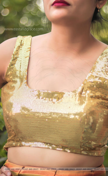 Golden Sequin Embroidered Blouse