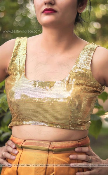 Golden Sequin Embroidered Blouse