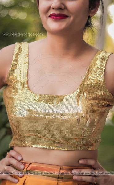 Golden Sequin Embroidered Blouse