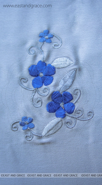 Forget-Me-Not Light Blue Lycra-Satin Embroidered Blouse