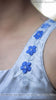 Forget-Me-Not Light Blue Lycra-Satin Embroidered Blouse
