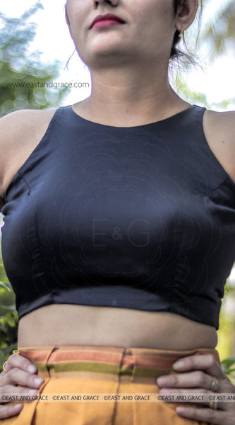 Nightsong Black Lycra-Satin Designer Blouse