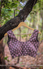 Charcoal Grey Frangipani Floral Raw Silk Blouse