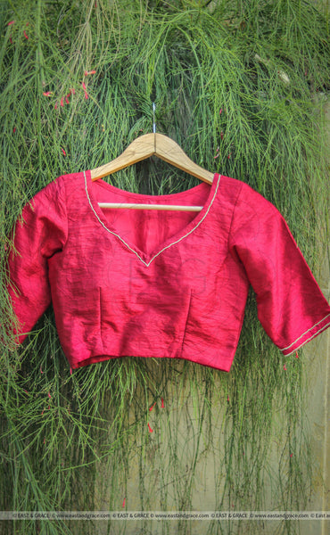 Dark Red Raw Silk Blouse