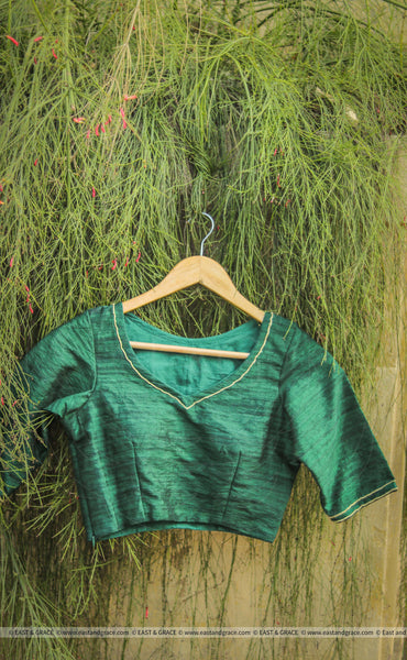 Dark Forest Green Raw Silk Blouse – EAST & GRACE