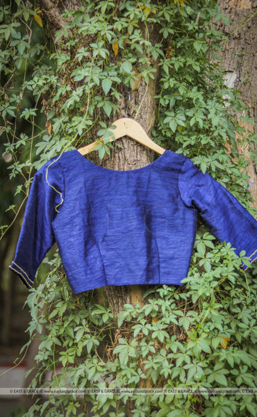 Dark Blue Raw Silk Blouse