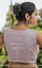 Pink Raw Silk Blouse With Hand Embroidered Baby Ribbon Roses