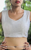 Soft Pink Raw Silk Blouse With Pearl Embroidery