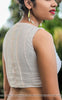 Soft Pink Raw Silk Blouse With Pearl Embroidery