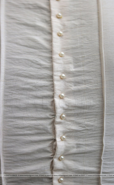 Soft Pink Raw Silk Blouse With Pearl Embroidery