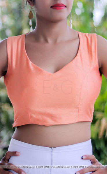 Tangerine Garden Raw Silk Blouse With Lace