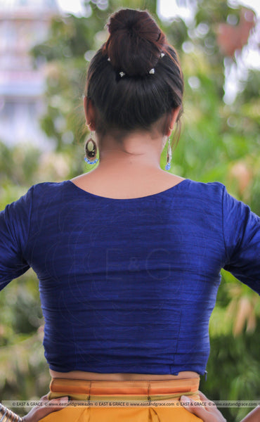 Dark Blue Raw Silk Blouse
