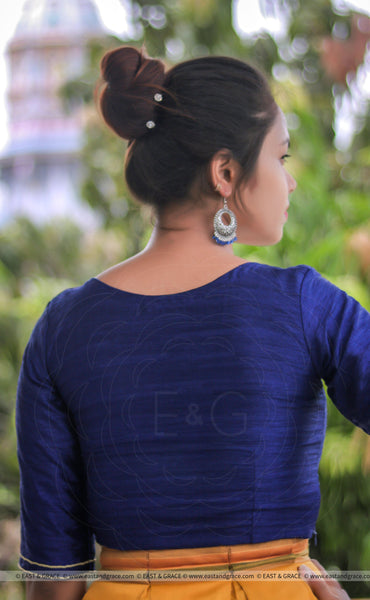 Dark Blue Raw Silk Blouse