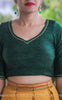 Dark Forest Green Raw Silk Blouse