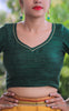 Dark Forest Green Raw Silk Blouse