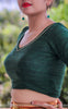 Dark Forest Green Raw Silk Blouse