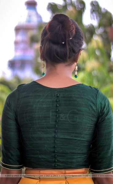 Dark Forest Green Raw Silk Blouse